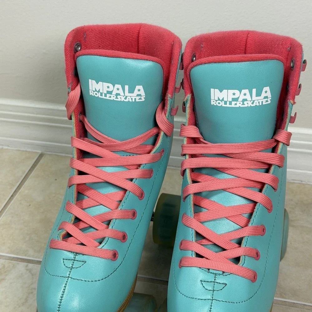 Impala Rollerskates Sidewalk Aqua Pink Quad Roller Skates Women's Size 7 EU 38